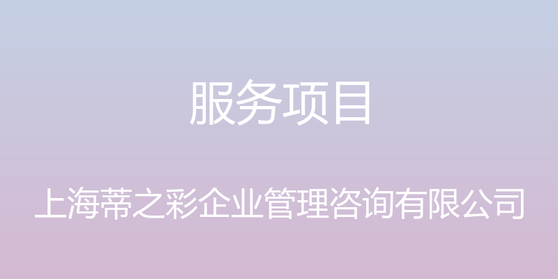 服务项目 - 上海蒂之彩企业管理咨询有限公司