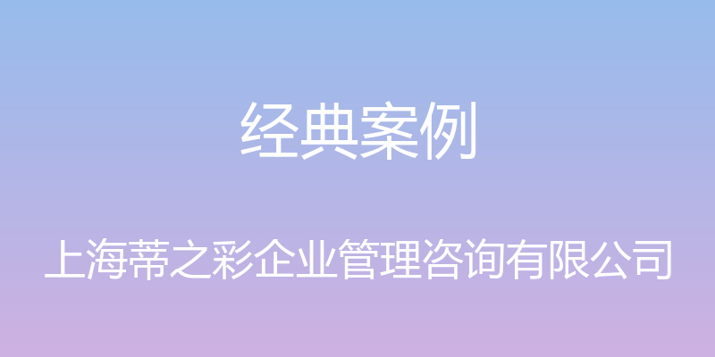 经典案例 - 上海蒂之彩企业管理咨询有限公司