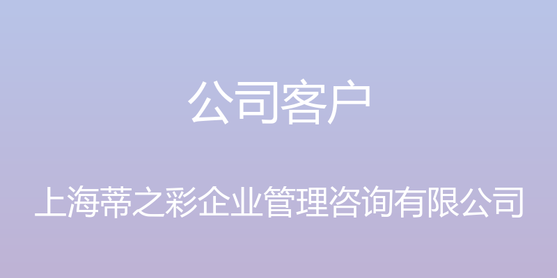 公司客户 - 上海蒂之彩企业管理咨询有限公司